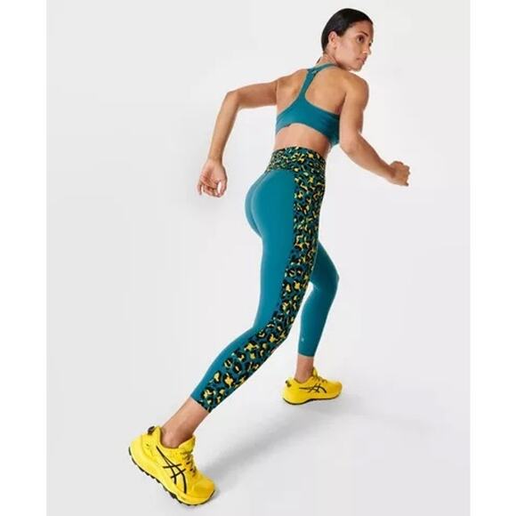 Sweaty Betty Pants - Sweaty Betty NWOT Leopard Panel High Waist Full Length Workout Leggings Size 12